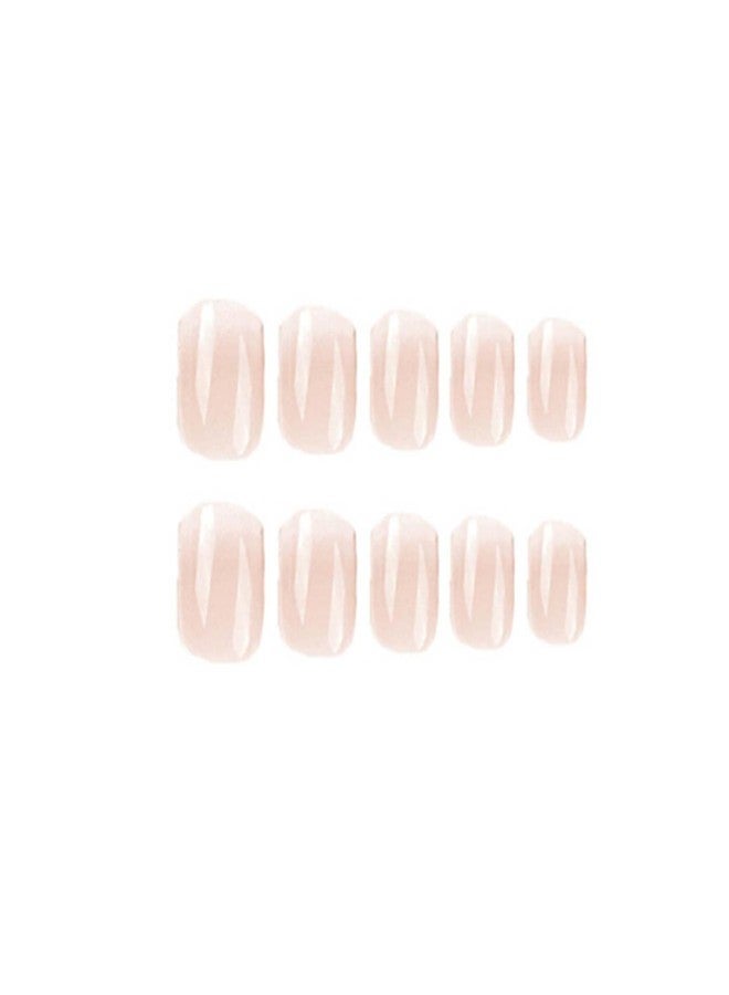 YoYoee Press on Nails -Short Fake Nails Square Nude False Nails Gradient Cute Nails Tips for Women and Girls 24Pcs - Image 4